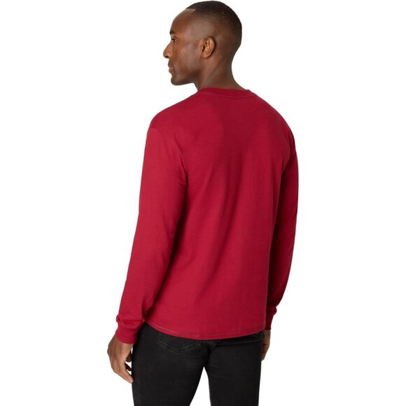 T Beefy Men Cotton Henley Long Burnt Brick Sleeve Shirt Casual Classic Soft Top - Picture 2 of 5